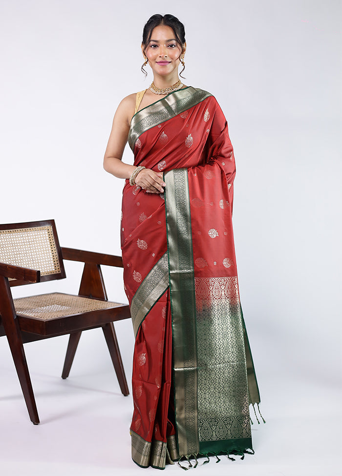 Red Kanjivaram Silk Saree With Blouse Piece