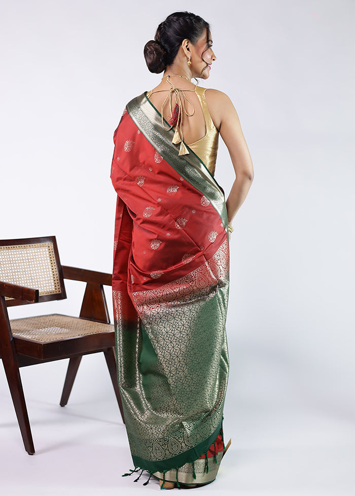 Red Kanjivaram Silk Saree With Blouse Piece