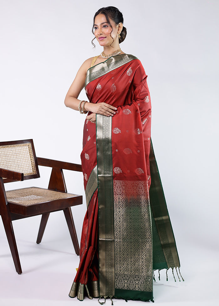 Red Kanjivaram Silk Saree With Blouse Piece