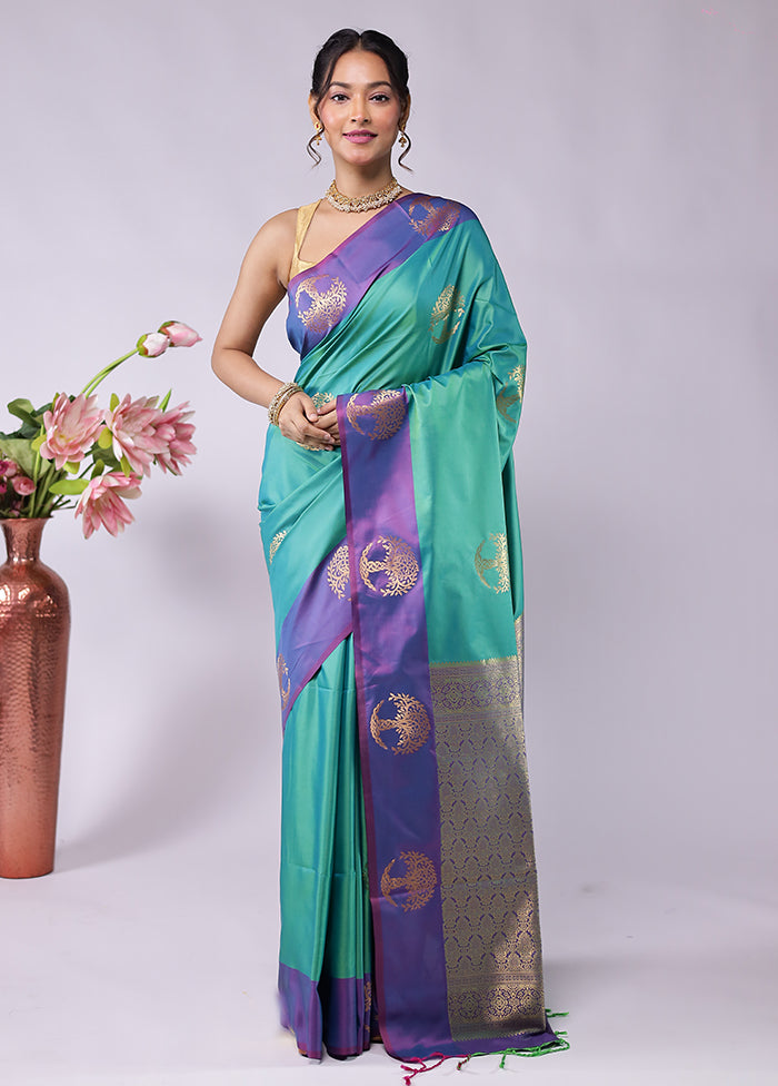 Green Kanjivaram Silk Saree With Blouse Piece