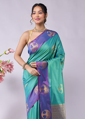 Green Kanjivaram Silk Saree With Blouse Piece