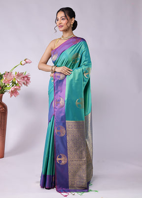 Green Kanjivaram Silk Saree With Blouse Piece