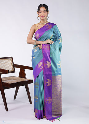 Purple Kanjivaram Silk Saree With Blouse Piece