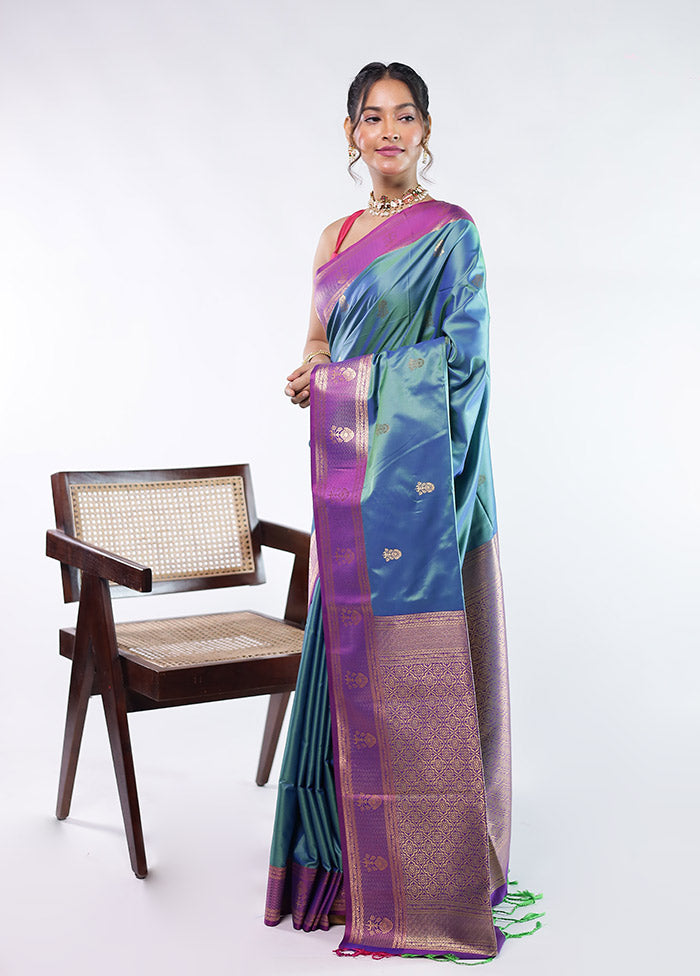 Green Kanjivaram Silk Saree With Blouse Piece