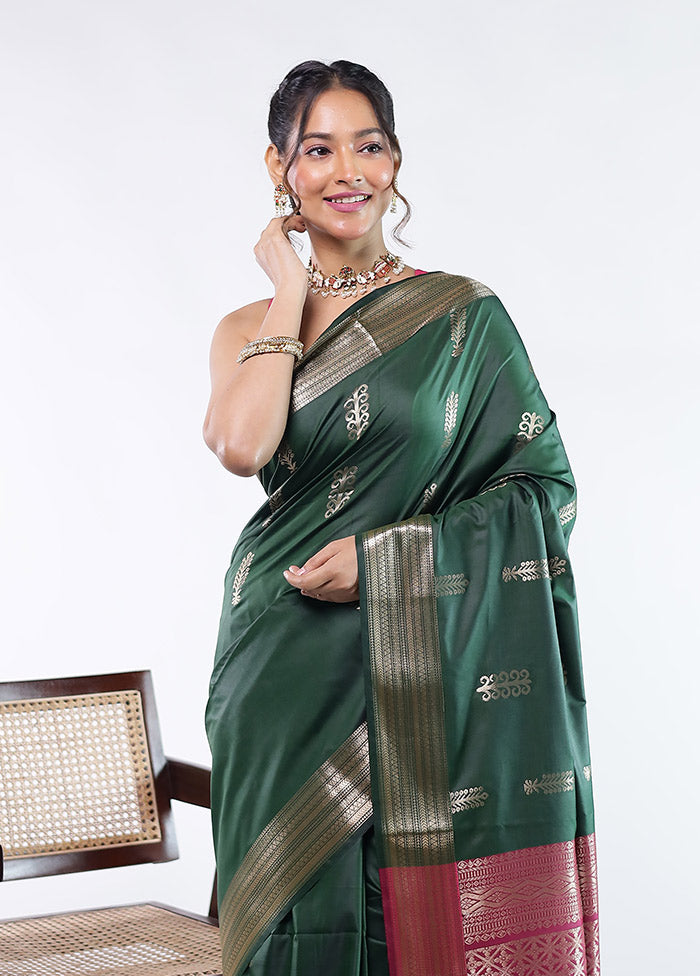 Green Kanjivaram Silk Saree With Blouse Piece