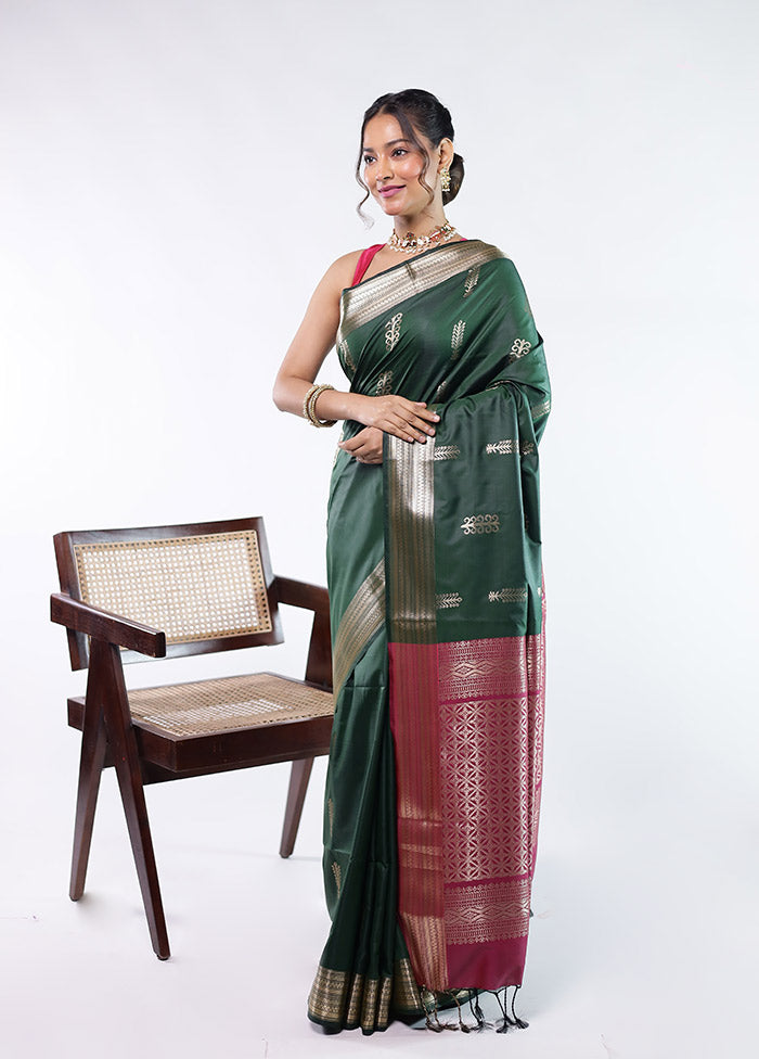 Green Kanjivaram Silk Saree With Blouse Piece