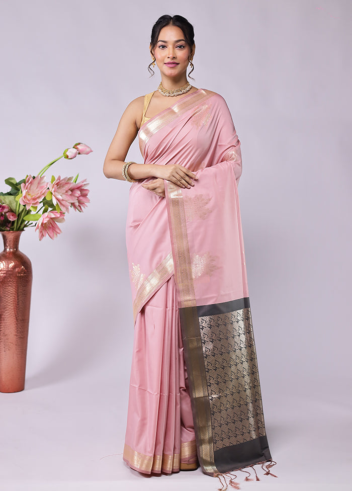 Pink Kanjivaram Silk Saree With Blouse Piece