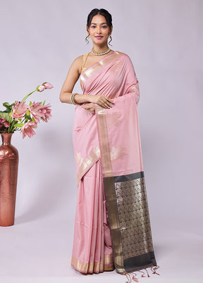 Pink Kanjivaram Silk Saree With Blouse Piece