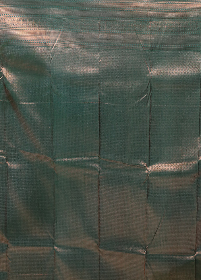 Green Handloom Kanjivaram Pure Silk Saree With Blouse Piece