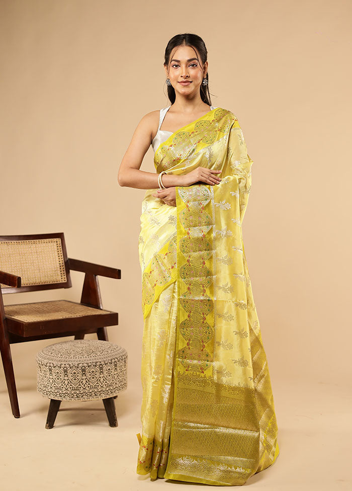 Green Dupion Silk Saree With Blouse Piece