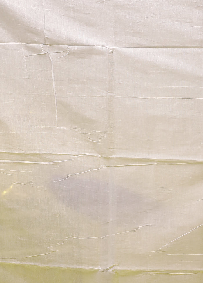 Cream Kora Silk Saree With Blouse Piece