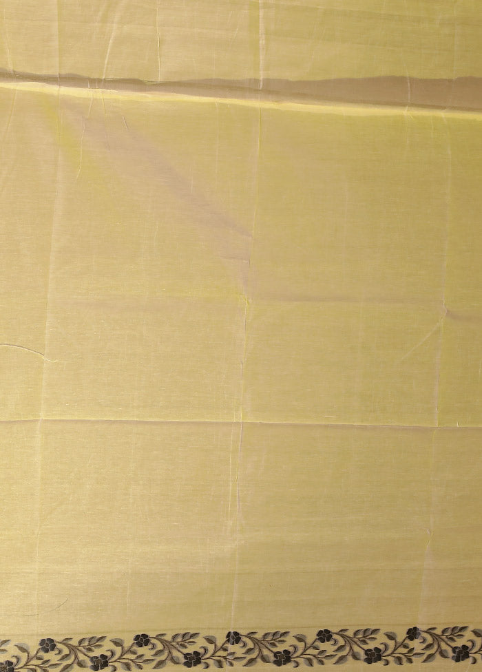 Cream Kora Silk Saree With Blouse Piece