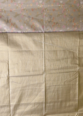 Grey Kora Silk Saree With Blouse Piece