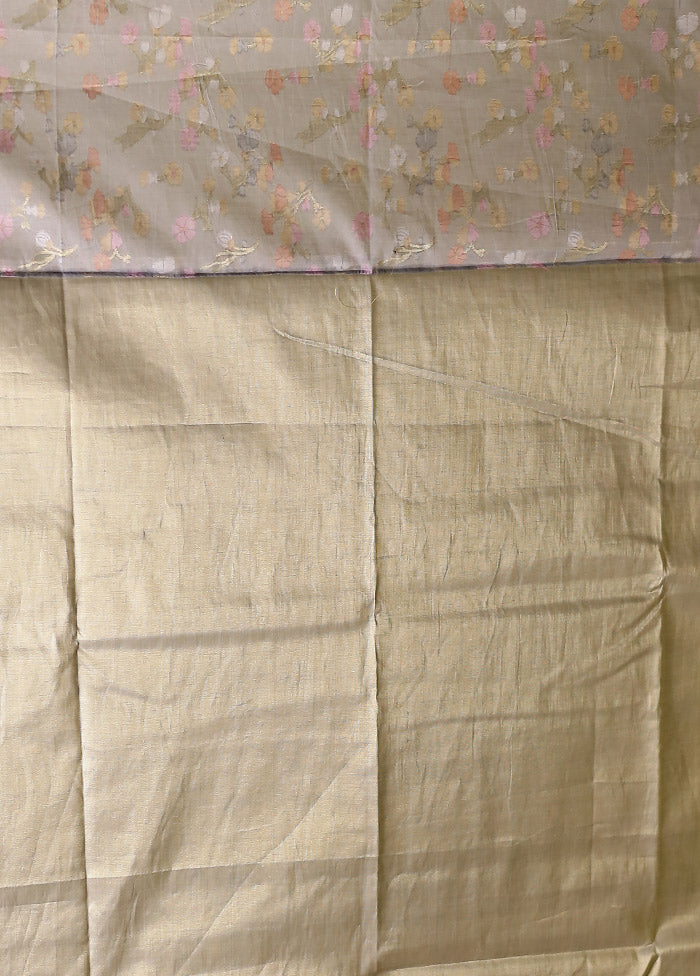 Grey Kora Silk Saree With Blouse Piece