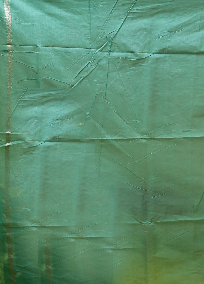 Green Kora Silk Saree With Blouse Piece