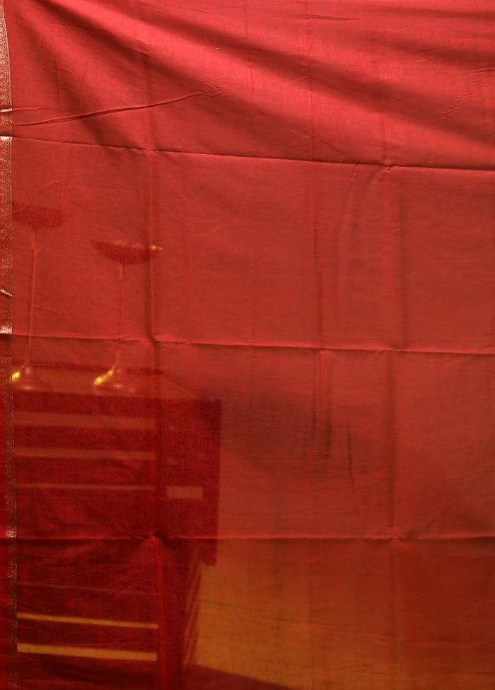 Red Kora Silk Saree With Blouse Piece