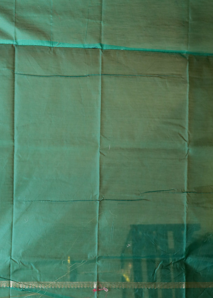 Green Kora Silk Saree With Blouse Piece