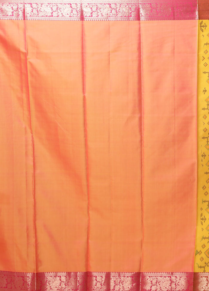 Yellow Dupion Silk Saree With Blouse Piece
