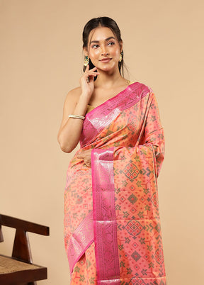 Pink Dupion Silk Saree With Blouse Piece