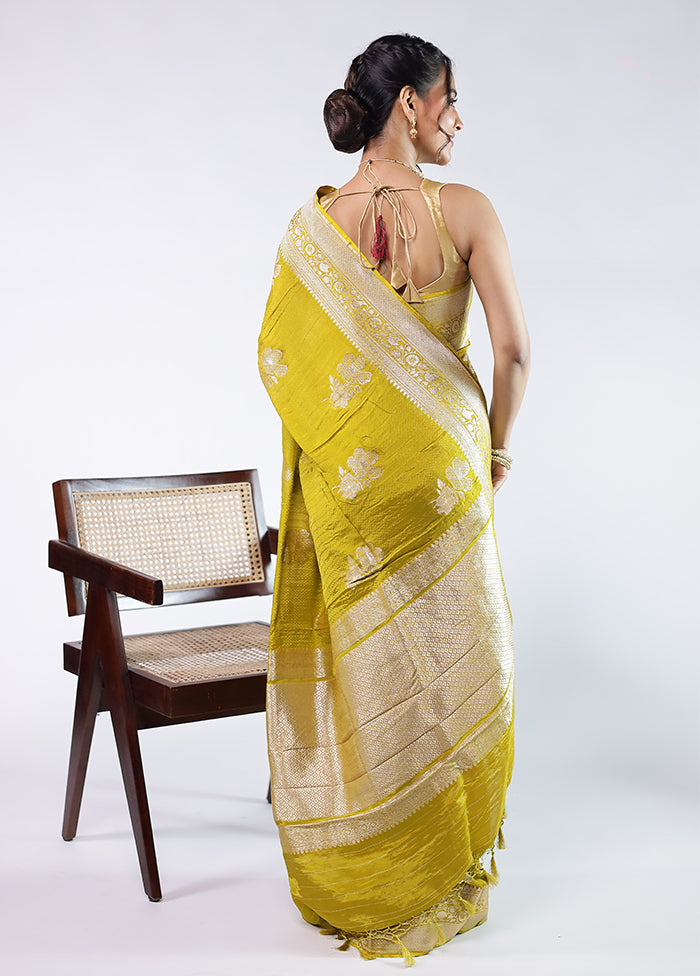 Yellow Dupion Silk Saree With Blouse Piece