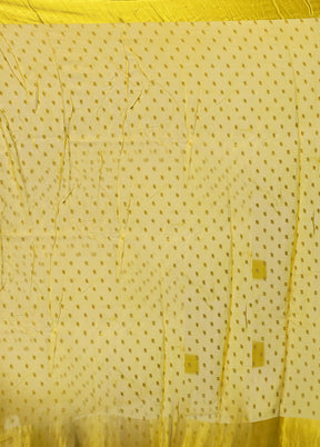 Yellow Dupion Silk Saree With Blouse Piece