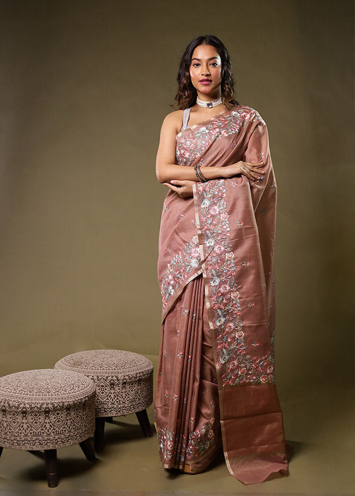 Purple Pure Cotton Saree With Blouse Piece