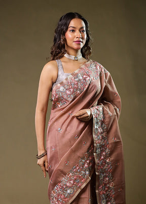 Purple Pure Cotton Saree With Blouse Piece