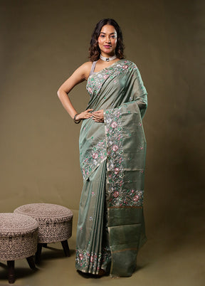 Blue Pure Cotton Saree With Blouse Piece