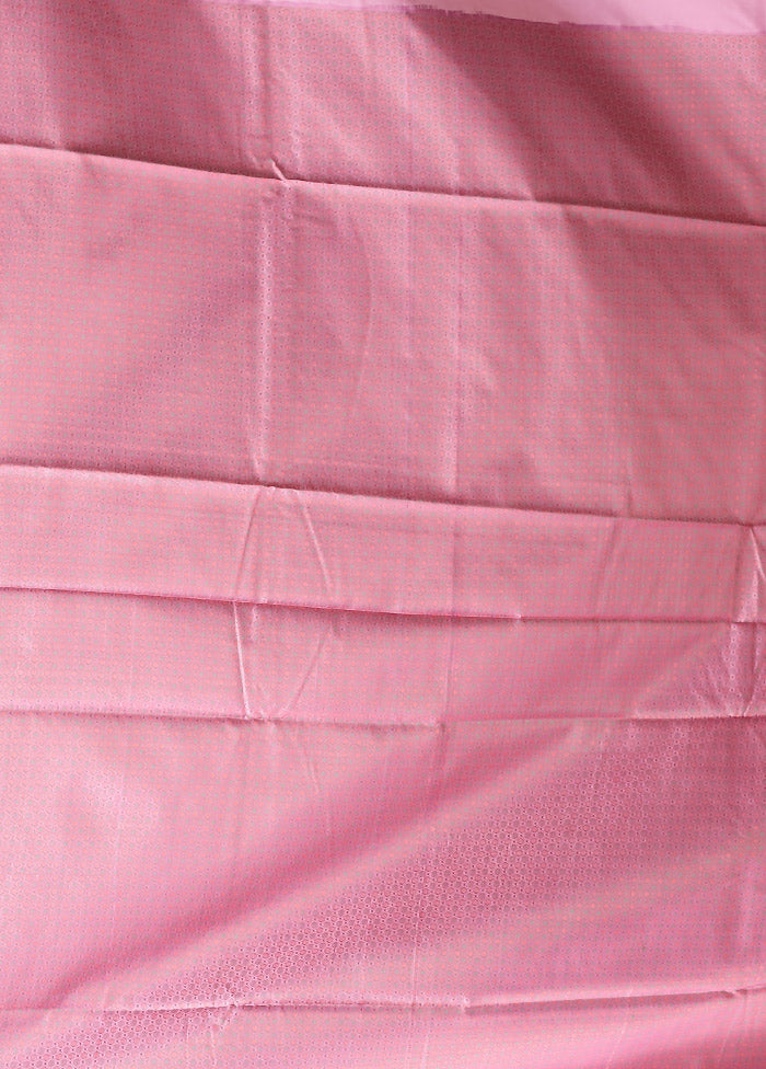 Pink Jamewar Silk Saree With Blouse Piece