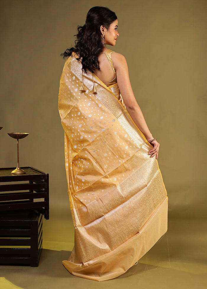 Cream Kora Silk Saree With Blouse Piece