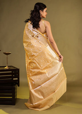 Cream Kora Silk Saree With Blouse Piece