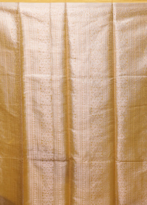 Cream Kora Silk Saree With Blouse Piece