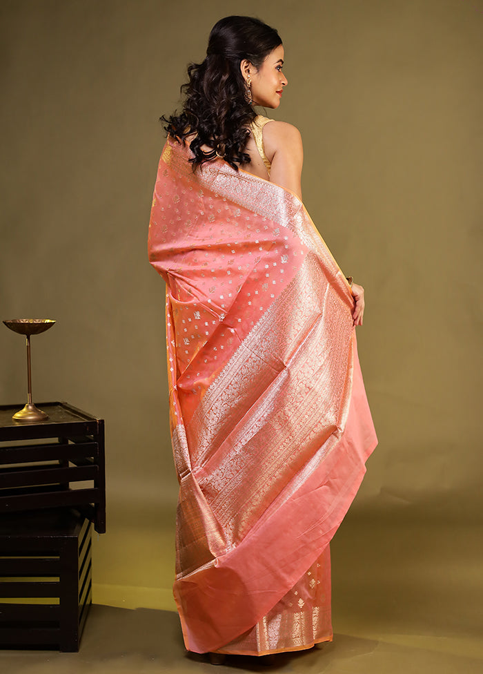 Pink Kora Silk Saree With Blouse Piece