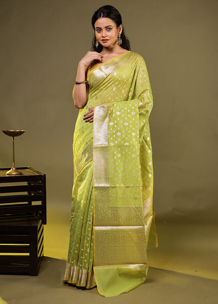 Green Kora Silk Saree With Blouse Piece
