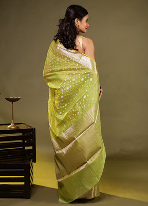 Green Kora Silk Saree With Blouse Piece