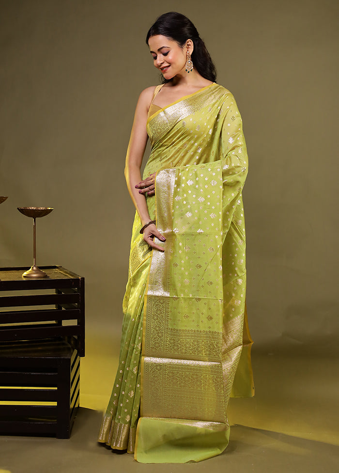 Green Kora Silk Saree With Blouse Piece