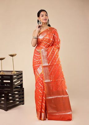 Pink Kora Silk Saree With Blouse Piece