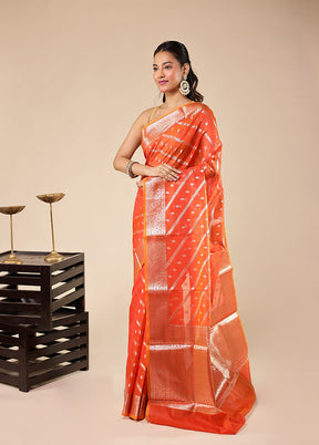 Pink Kora Silk Saree With Blouse Piece