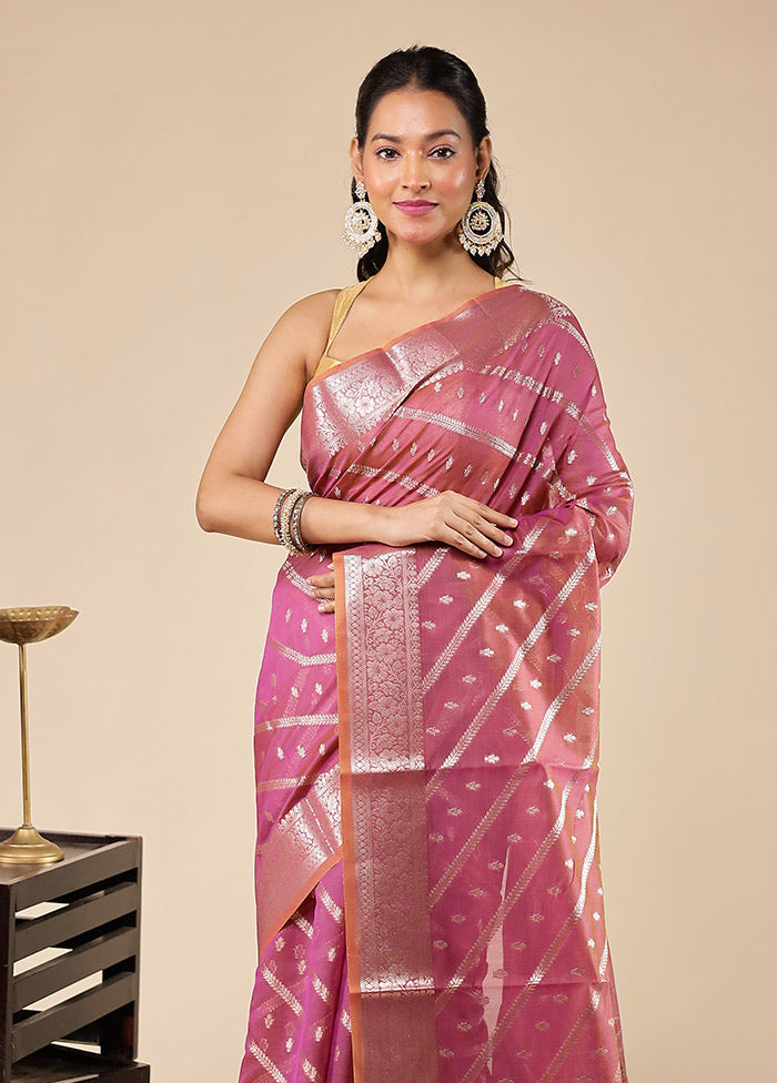 Pink Kora Silk Saree With Blouse Piece