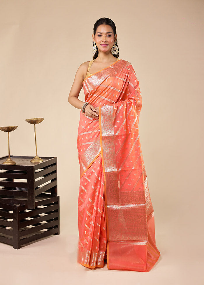 Pink Kora Silk Saree With Blouse Piece