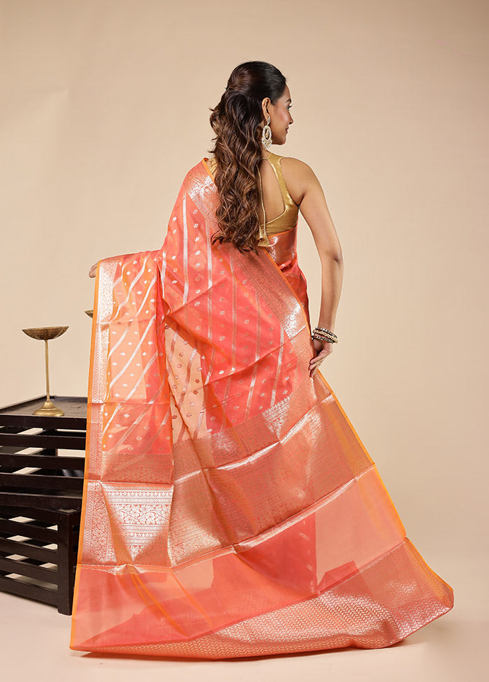 Pink Kora Silk Saree With Blouse Piece