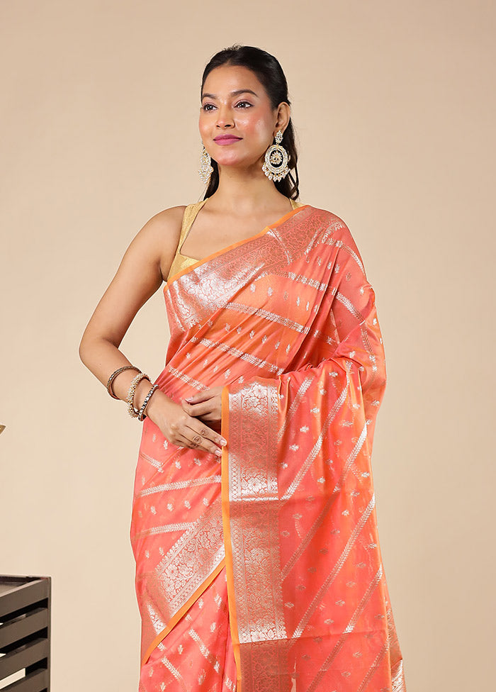 Pink Kora Silk Saree With Blouse Piece