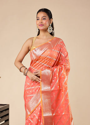 Pink Kora Silk Saree With Blouse Piece