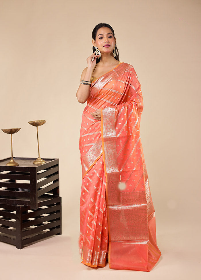 Pink Kora Silk Saree With Blouse Piece