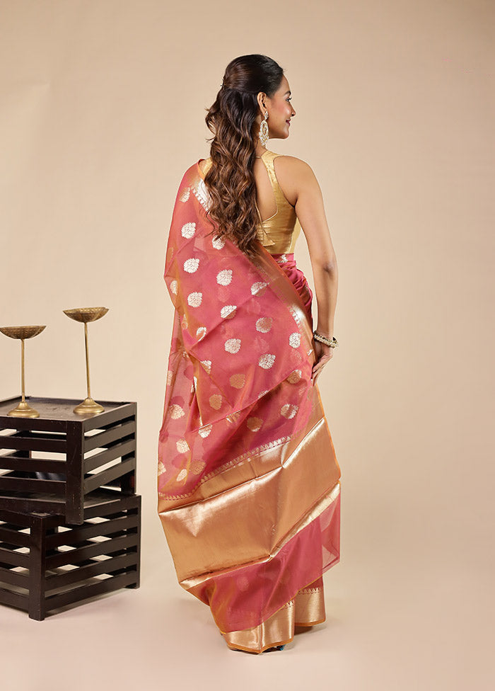 Red Kora Silk Saree With Blouse Piece