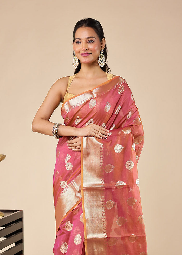 Red Kora Silk Saree With Blouse Piece