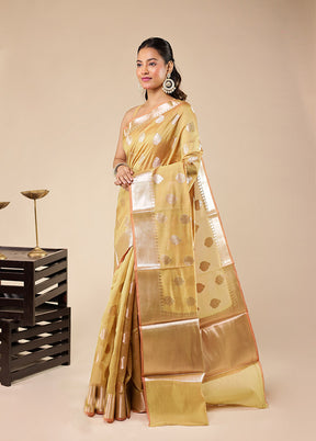 Yellow Kora Silk Saree With Blouse Piece