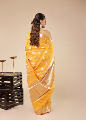 Yellow Kora Silk Saree With Blouse Piece