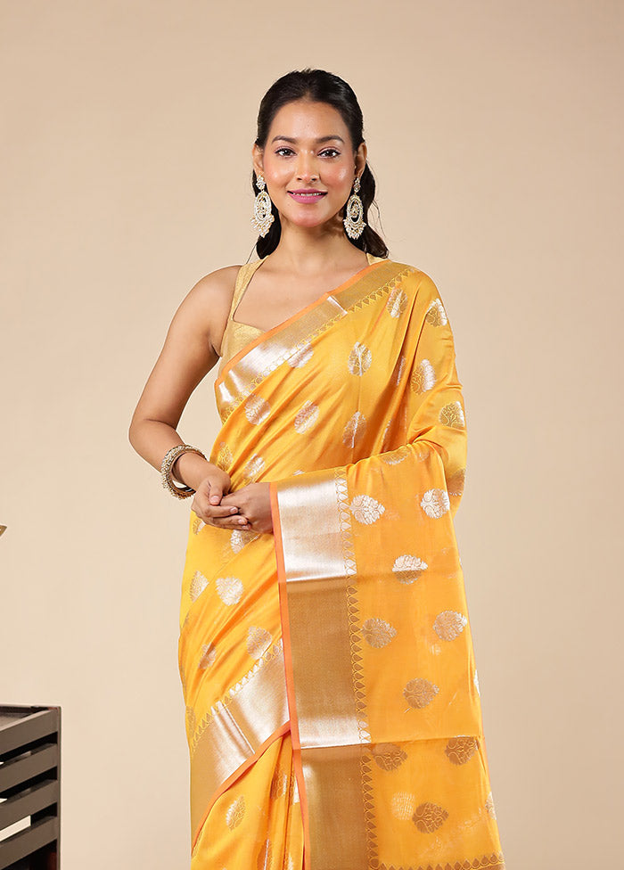 Yellow Kora Silk Saree With Blouse Piece