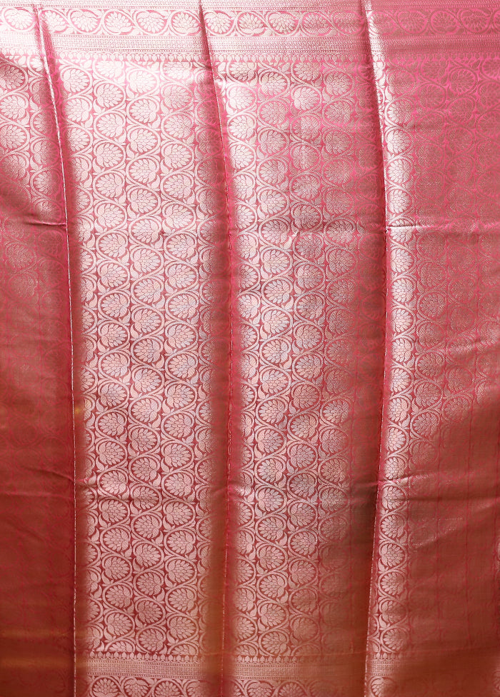 Pink Kora Silk Saree With Blouse Piece